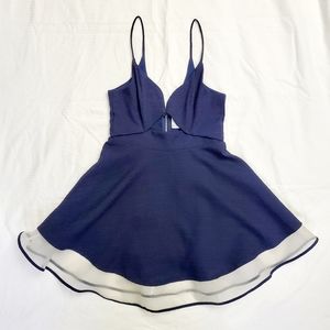 Navy A-Line Dress with Keyhole | Angel Biba